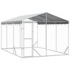 vidaXL Cuccia Cani da Esterno Tetto Argento 3x4,5x2,5m Acciaio Zincato