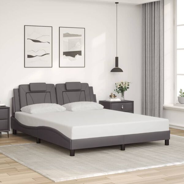 vidaXL Giroletto Viana senza Materasso Grigio 160x200 cm in Similpelle