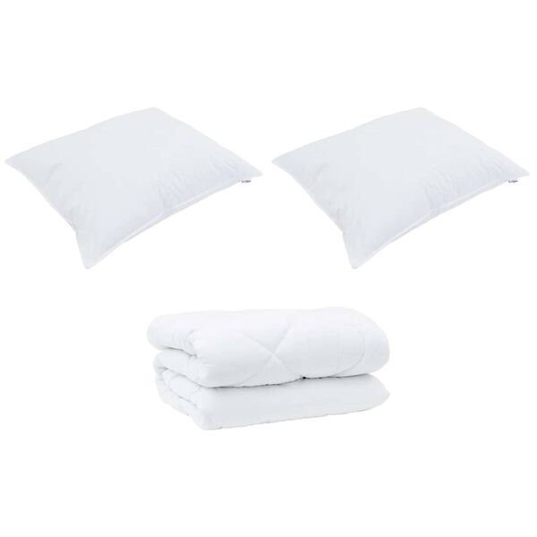 vidaXL Duvet Invernale con cuscino 3 pcs Bianco Microfibra