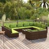 vidaXL Set Divani da Giardino 12 pz con Cuscini Marrone in Polyrattan