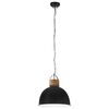 vidaXL Lampada Soffitto Industriale Nera Rotonda 51 cm E27 Legno Mango