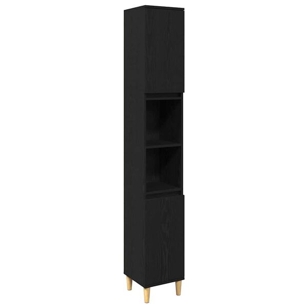 vidaXL Set di mobili per il bagno 3 pcs Nero Legno multistrato