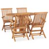 vidaXL Set da Pranzo da Giardino 5 pz Pieghevole in Massello di Teak