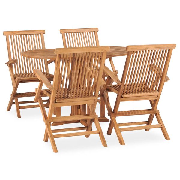 vidaXL Set da Pranzo da Giardino 5 pz Pieghevole in Massello di Teak