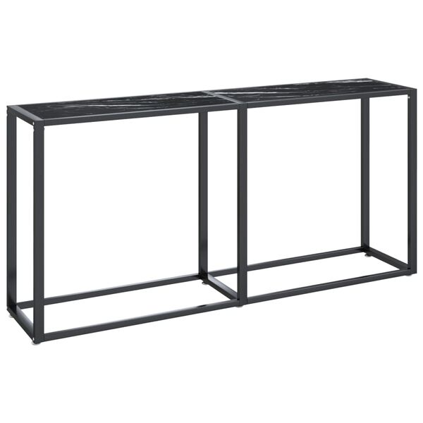 vidaXL Tavolo Consolle Nero Marmo 160x35x75,5 cm in Vetro Temperato