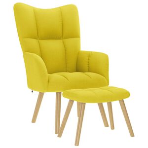 vidaXL Sedia Relax con Poggiapiedi Giallo Chiaro in Tessuto