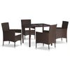 vidaXL Set da Pranzo da Giardino 5pz con Cuscini in Polyrattan Marrone
