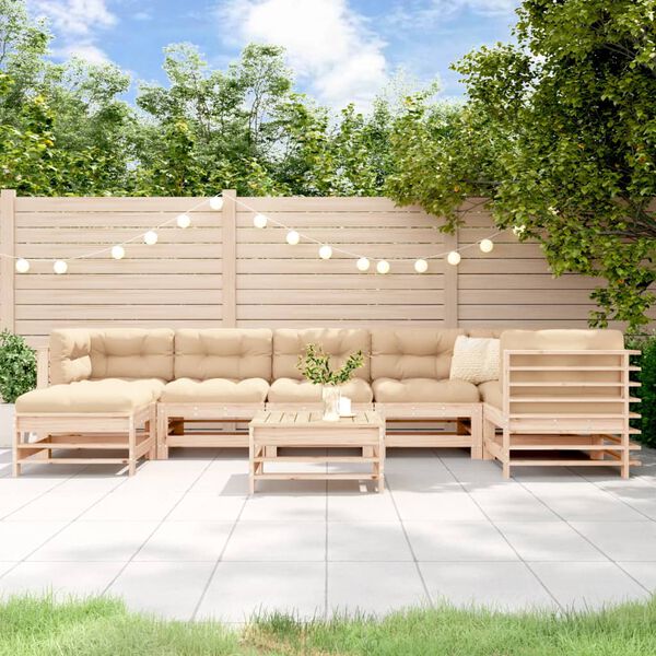 vidaXL Set Divani da Giardino 8 pz con Cuscini in Legno Massello