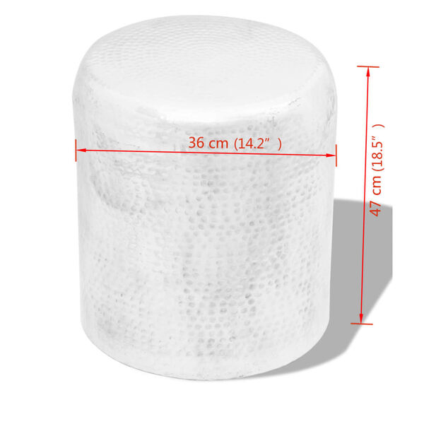 vidaXL Sgabello/Tavolino Laterale in Alluminio Battuto Argento