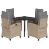 vidaXL Set Pranzo da Giardino 5 pz con Cuscini Beige Misto Polyrattan