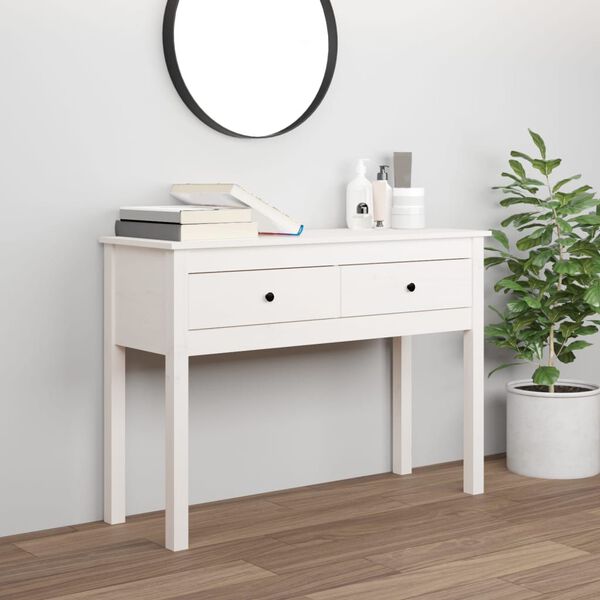 vidaXL Tavolo Consolle Bianco 100x35x75 cm in Legno Massello di Pino