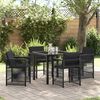 vidaXL Set da Pranzo per Giardino 5 pcs Nero polyrattan