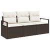 vidaXL Set Divano da Giardino 3 pz Marrone e bianco polyrattan