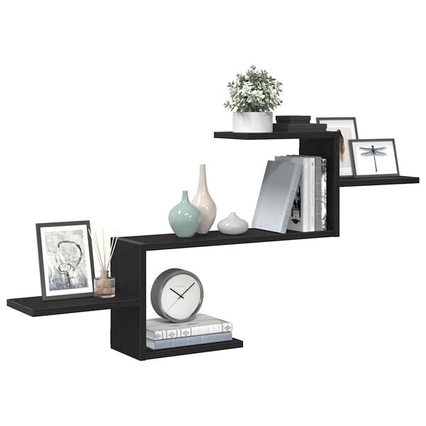 vidaXL Scaffale a Parete Rovere Nero 104x15x49 cm in Truciolato