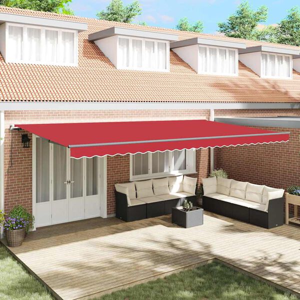 vidaXL Tenda Retrattile Rosso 600 &times; 300 cm Poliestere e Acciaio