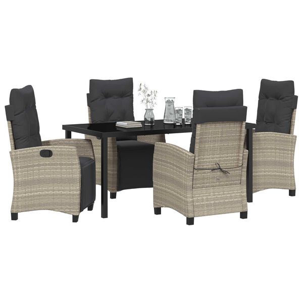 vidaXL Set da Pranzo per Giardino 5 pcs Grigio chiaro polyrattan