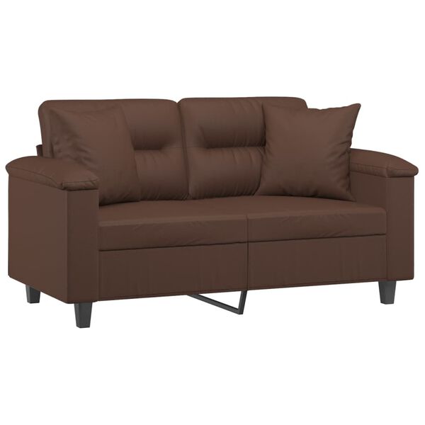 vidaXL Divano a 2 Posti con Cuscini Marrone 120 cm in Similpelle