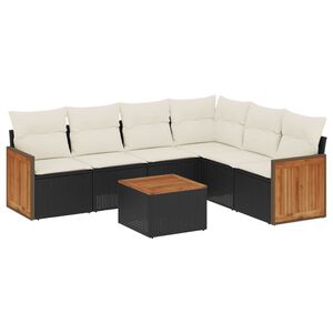 vidaXL Set Divani da Giardino con Cuscini 7pz Nero Polyrattan