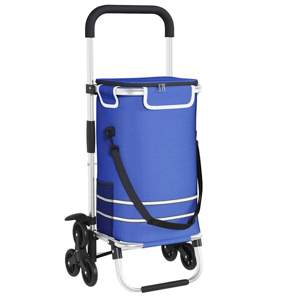 vidaXL Carrello della spesa Blu 47 x 39 x 100,5 cm Tessuto Oxford