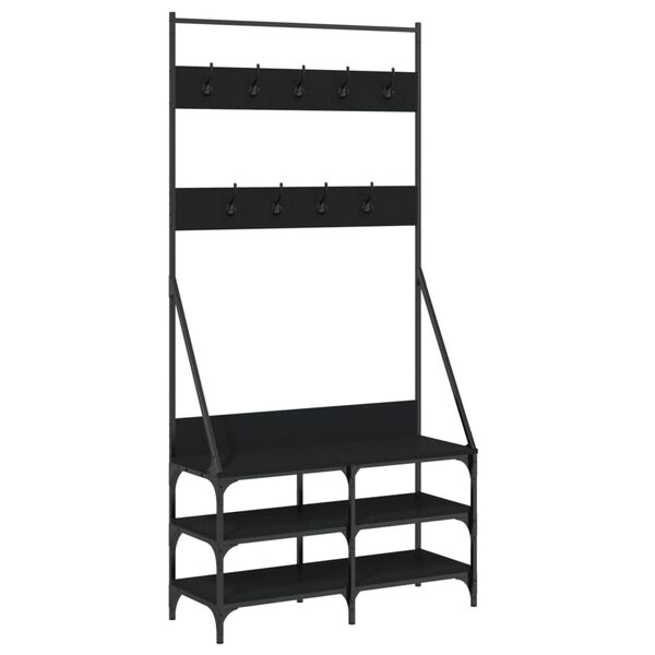 vidaXL Appendiabiti con Porta Scarpe Nero 90x34x184 cm