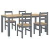 vidaXL Set da Pranzo 5 pz PANAMA Grigio in Legno Massello di Pino