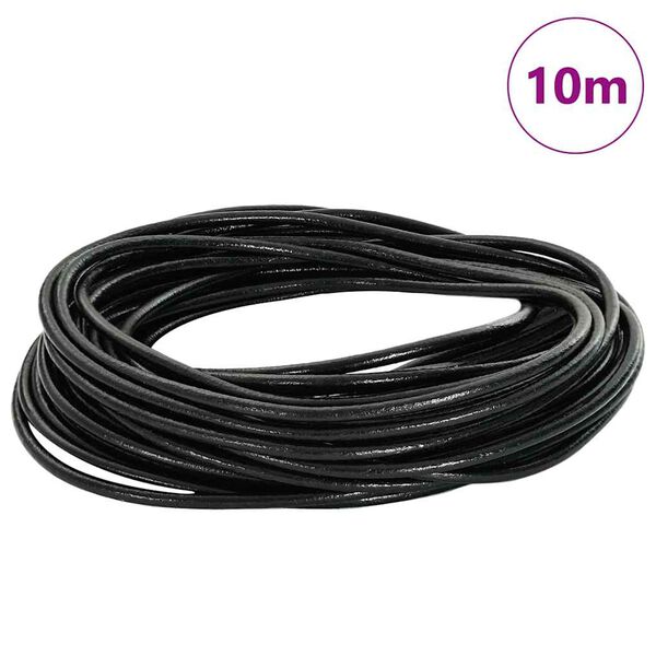vidaXL Cordino in Pelle Nero &Oslash;2,5 mm x 10 m Pelle