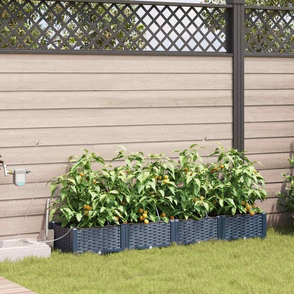 vidaXL Vaso da giardino 4 pcs Grigio 160 x 40 x 22 cm Plastica