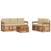 vidaXL Set divani 6 pcs Naturale e Beige Legno di Acacia Massello