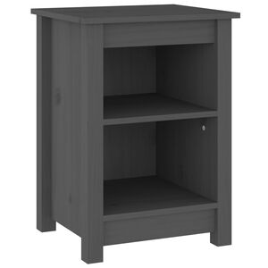 vidaXL Comodino Grigio 40x35x55 cm in Legno Massello di Pino
