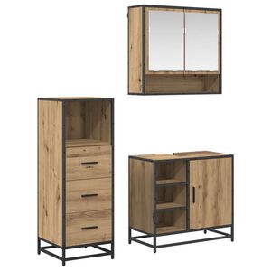 vidaXL Set di mobili per il bagno 3 pz Rovere artigianale