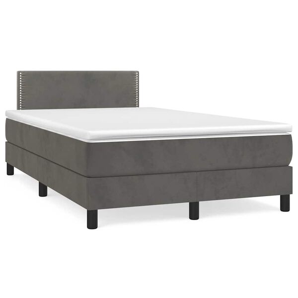 vidaXL Letto a Molle con Materasso e LED Grigio Scuro 120x190cm in Velluto