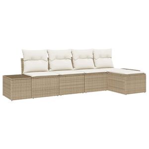 vidaXL Set Divano da Giardino 5 pcs Beige e Crema polyrattan