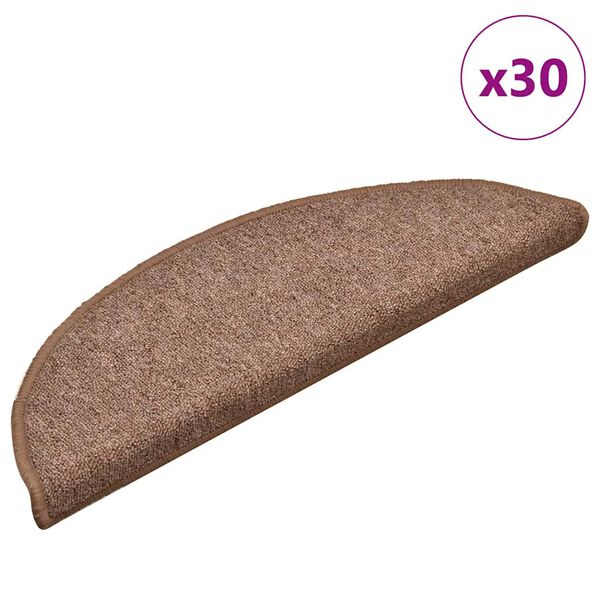 vidaXL Tappetini per scale 30 pz 56x17x3 cm Marrone Semicircolari
