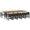 vidaXL Set da Pranzo da Giardino 11 pz con Cuscini in Polyrattan Nero
