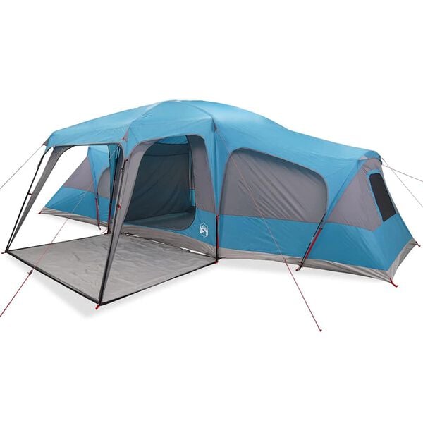vidaXL Tenda da Campeggio con Portico Cupola 9Persone Blu Impermeabile