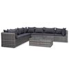 vidaXL Set Divani da Giardino 9 pz con Cuscini in Polyrattan Grigio