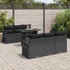 vidaXL Set Divano da Giardino con cuscino 7 pcs Nero Poly Rattan