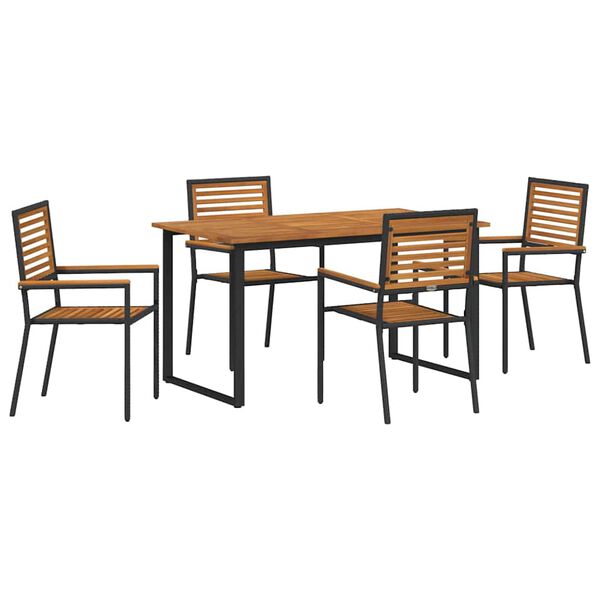 vidaXL Set da Pranzo per Giardino 5 pcs Nero Legno di Acacia Massello