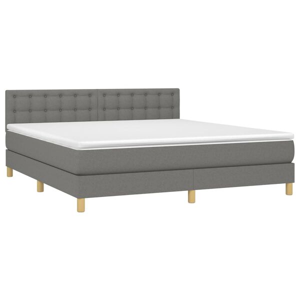 vidaXL Letto a Molle Materasso e LED Grigio Scuro 180x200cm in Tessuto