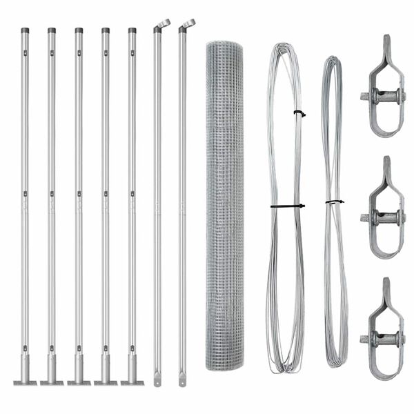 vidaXL Recinzione con pali. Argento 1.2 x 10 m Acciaio