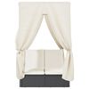 vidaXL Lettino Prendisole con Tetto e Tende Nero in Polyrattan