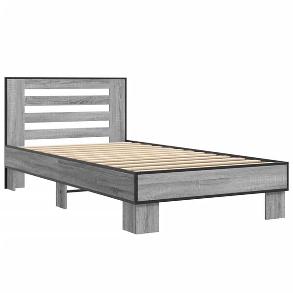 vidaXL Giroletto Grigio Sonoma 100x200 cm Legno Multistrato e Metallo