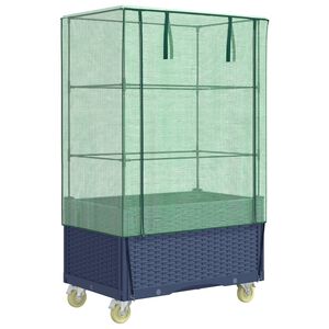 vidaXL Letto Rialzato con Copertura e Ruote Effetto Rattan 80x50x182cm