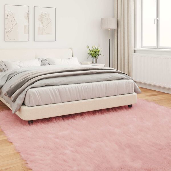 vidaXL Tappeto Pecora Tafalla Rosa 240 x 240 cm Poliestere