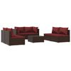 vidaXL Set Divani da Giardino 7 pz con Cuscini in Polyrattan Marrone