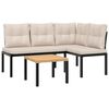 vidaXL Set Panche Giardino Cuscini 3pz Nero Acciaio Verniciato Polvere
