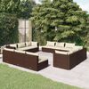 vidaXL Set Divani da Giardino 12 pz con Cuscini in Polyrattan Marrone