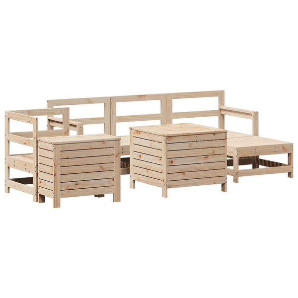 vidaXL Set Divani da Giardino 7 pz in Legno Massello di Pino