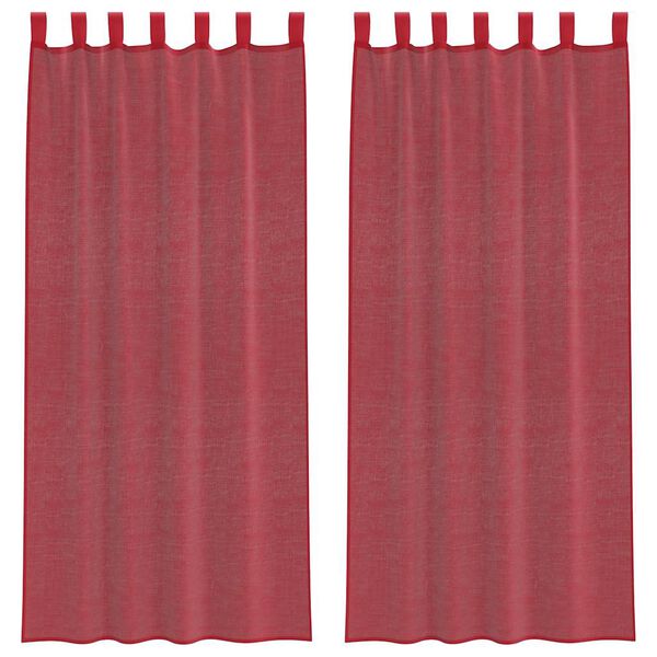 vidaXL Tende in Voile con Tasche per Aste 2 pz Rosso Vino