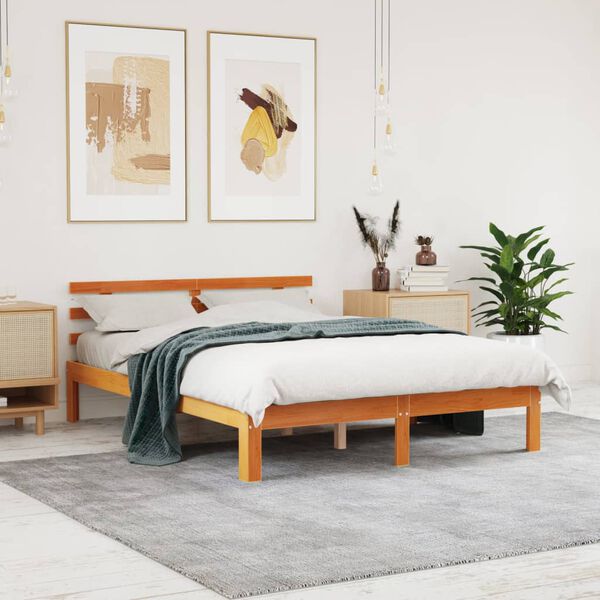 vidaXL Letto senza Materasso Marrone Cera 140x190 cm in Legno di Pino